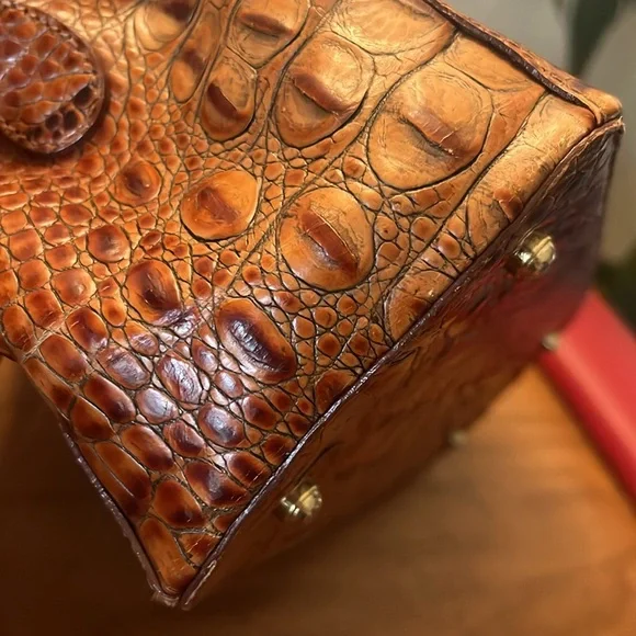 Vintage Brahmin crocodile embossed leather handbag shoulder bag small satchel - Picture 7 of 16